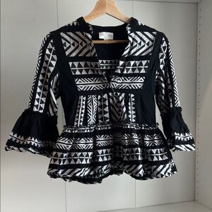 Black and White Patterned Blouse